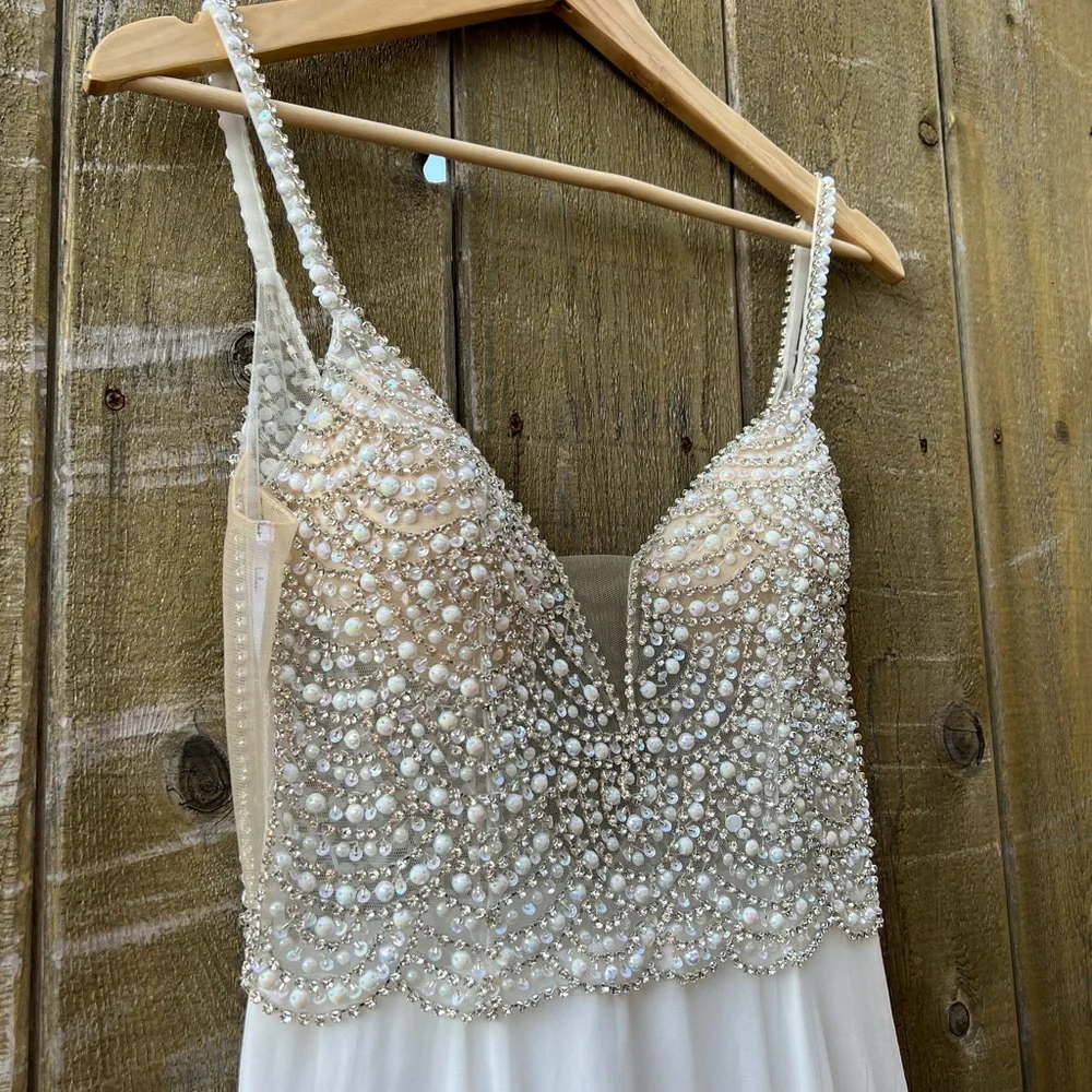 White True Love Beaded Rhinestone Wedding Gown 🌿 - Picture 6 of 13